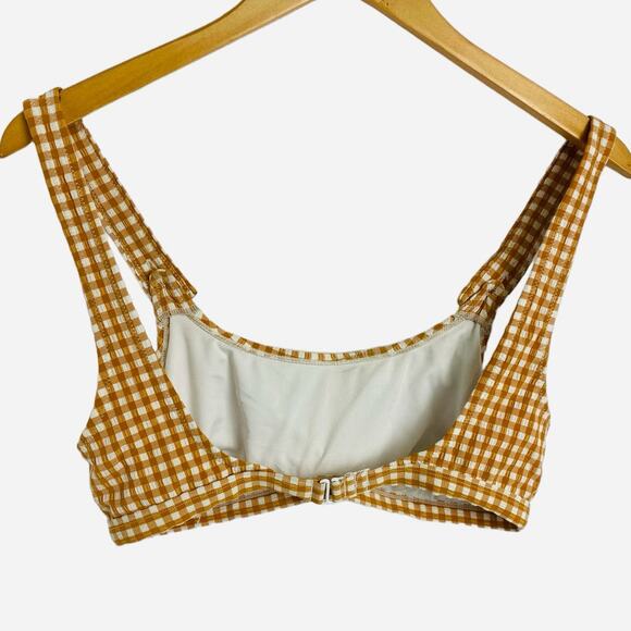 Free People Rhythm Women's Orange Gingham Lolita Retro Bikini Top Size Large - Picture 5 of 6